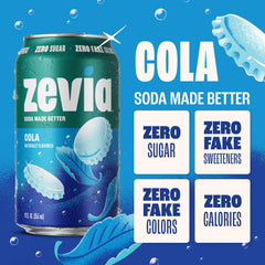 Zevia cola close-up of can texture highlighting crisp carbonation benefit