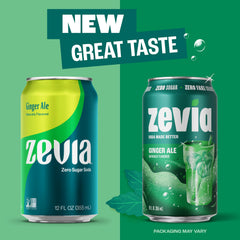 Zevia 12 oz can next to hand showing convenient size and portability