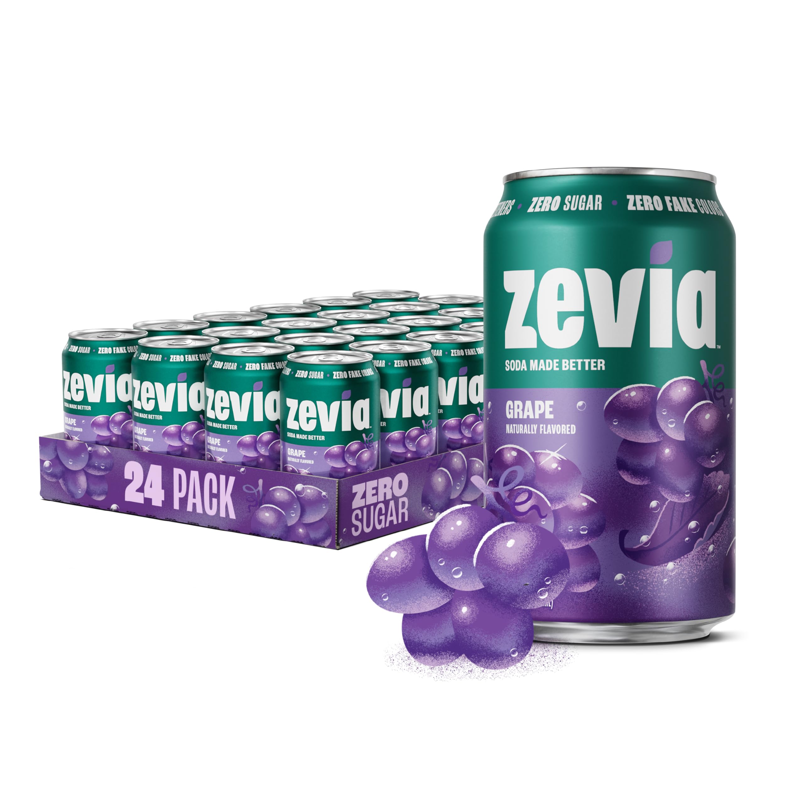 Zevia front packaging showing 24 pack and convenience