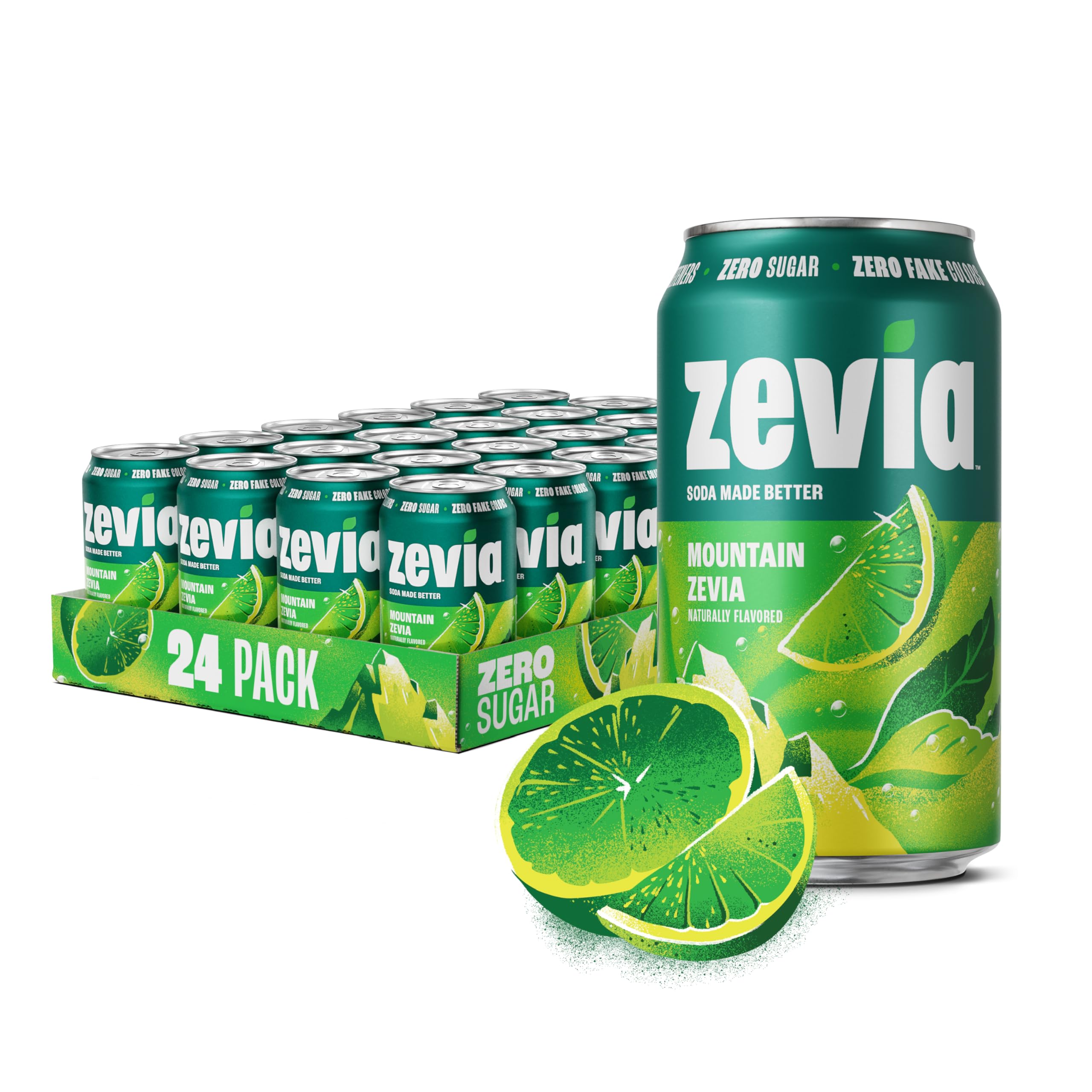Zevia Mountain front packaging showing bold citrus and zero sugar benefits