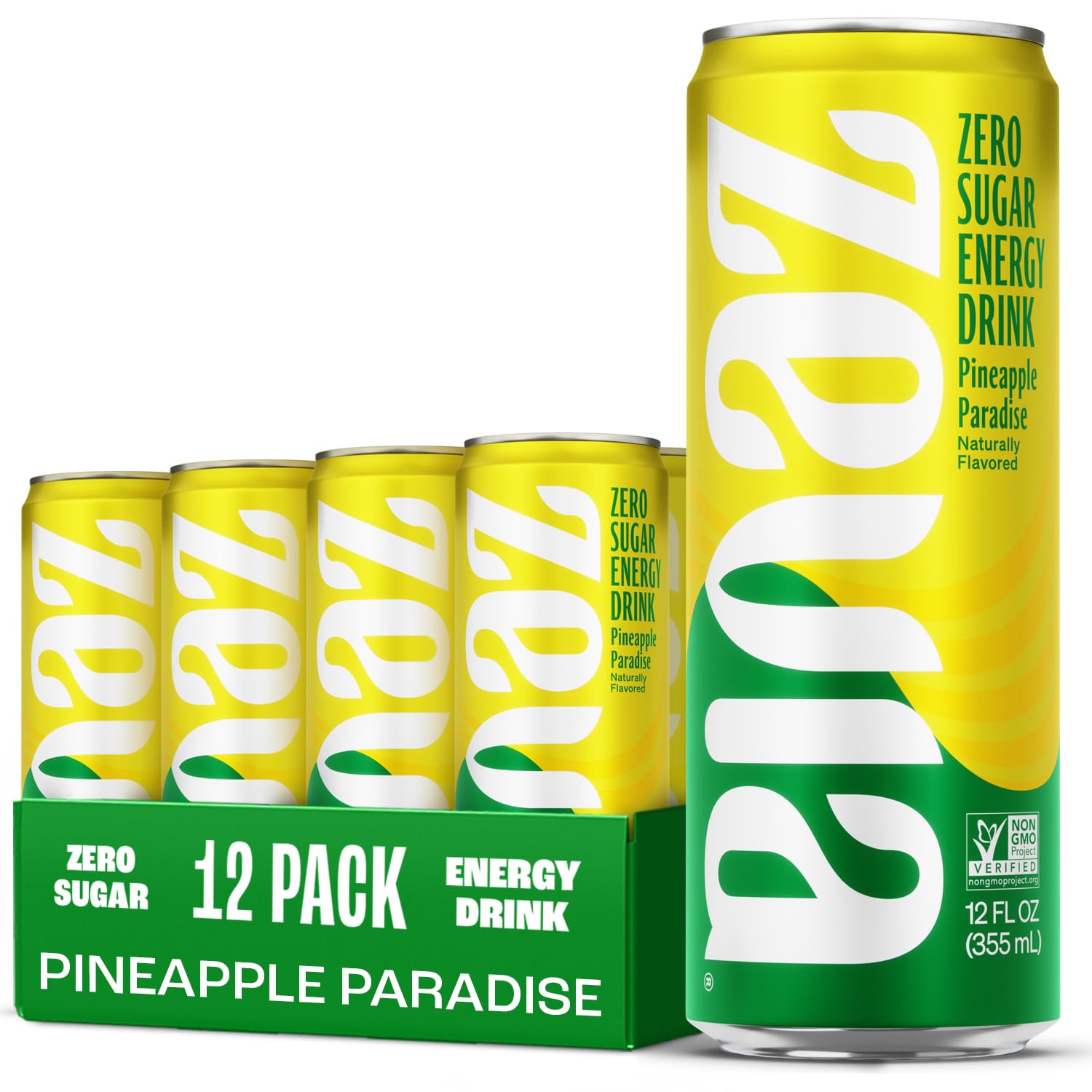 Zevia Pineapple Paradise front packaging showing tropical design and benefits