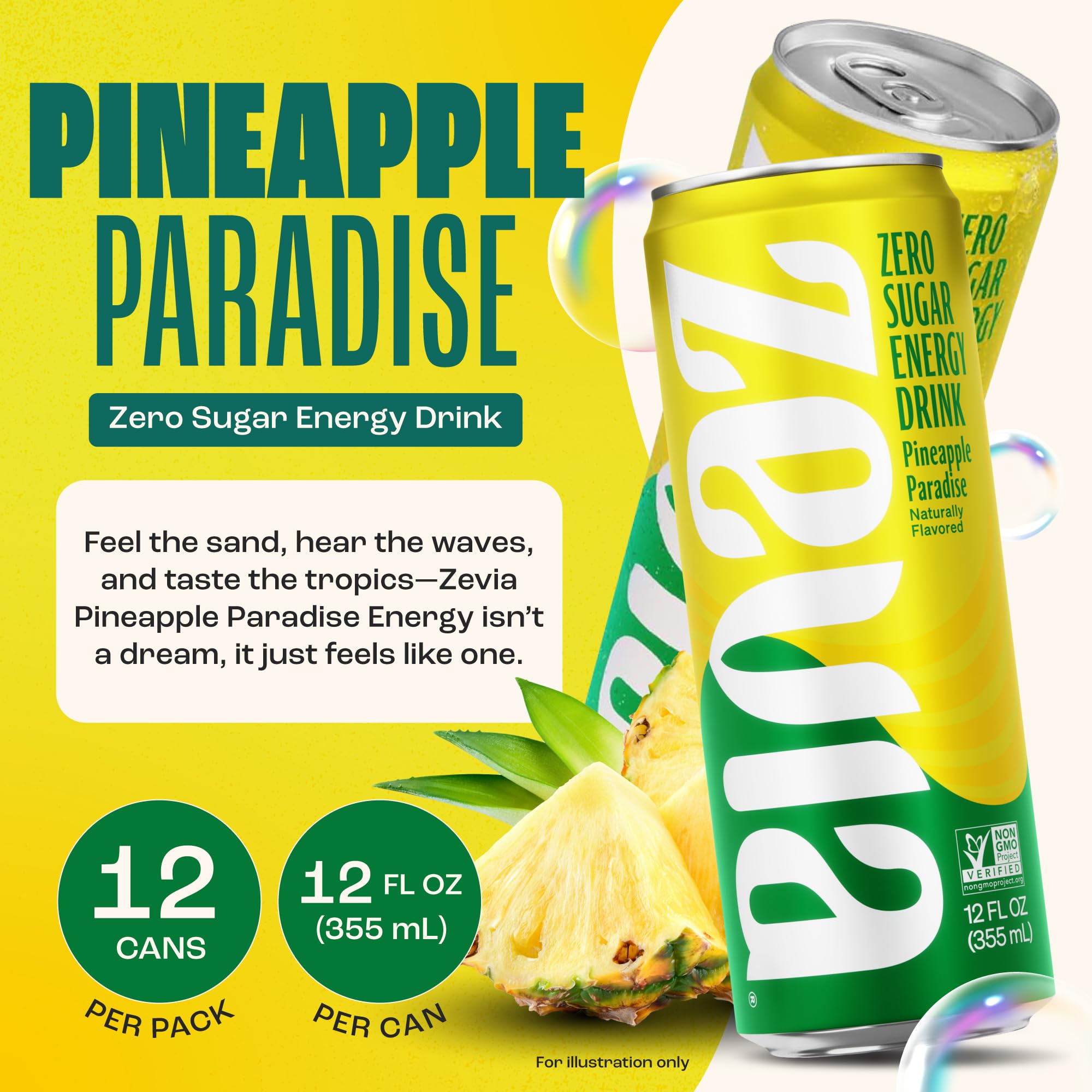 Zevia Pineapple Paradise can in hand showing 12 oz size and portability