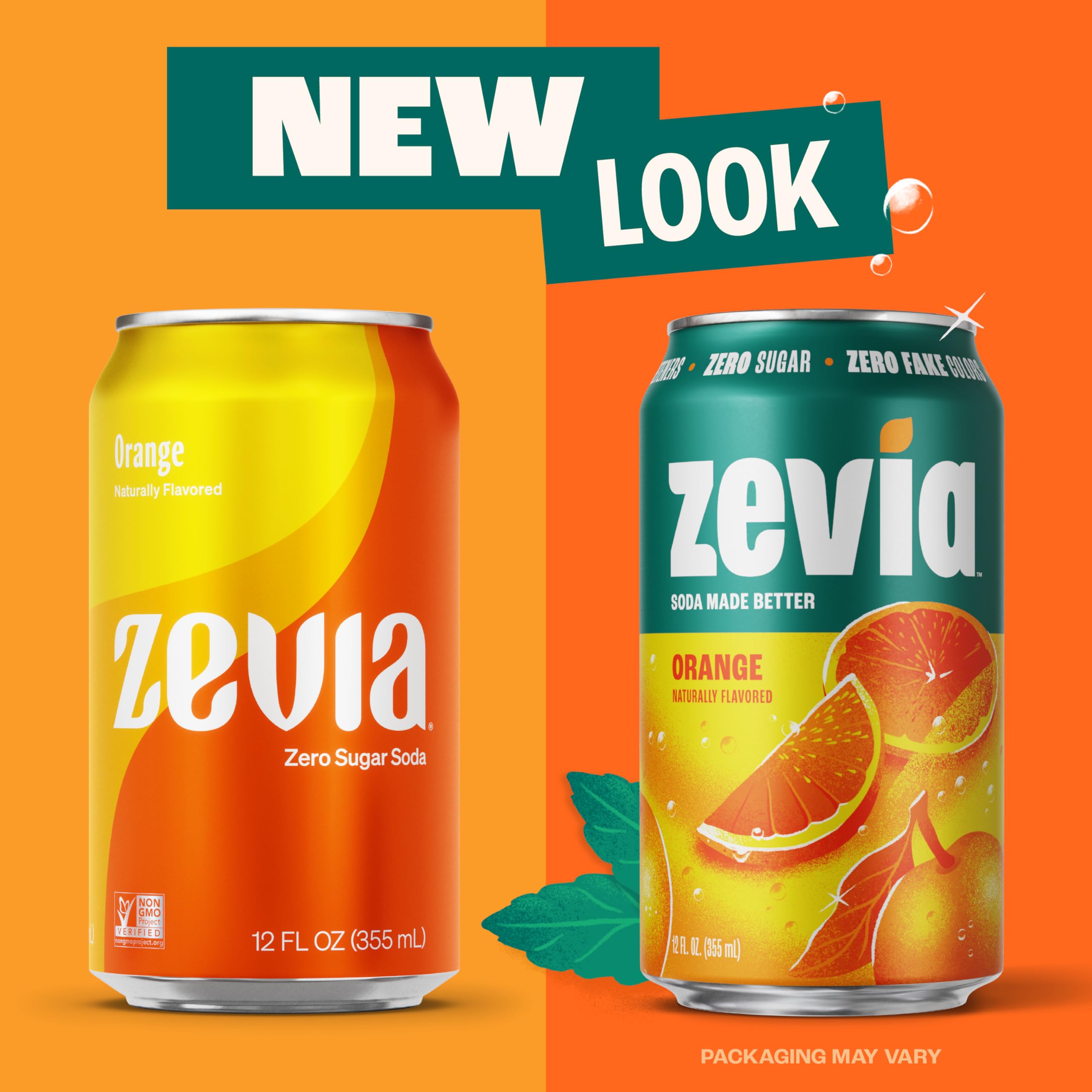 Zevia variety cans staged in refrigerator for grab-and-go refreshment