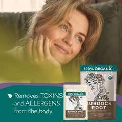 Close-up loose burdock roots by Zhivana Organics highlighting texture and natural quality