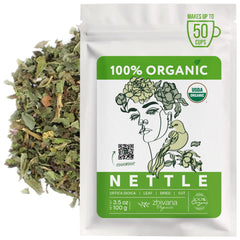 Zhivana Organics front packaging showing organic nettle and clear labeling benefit: traceable quality