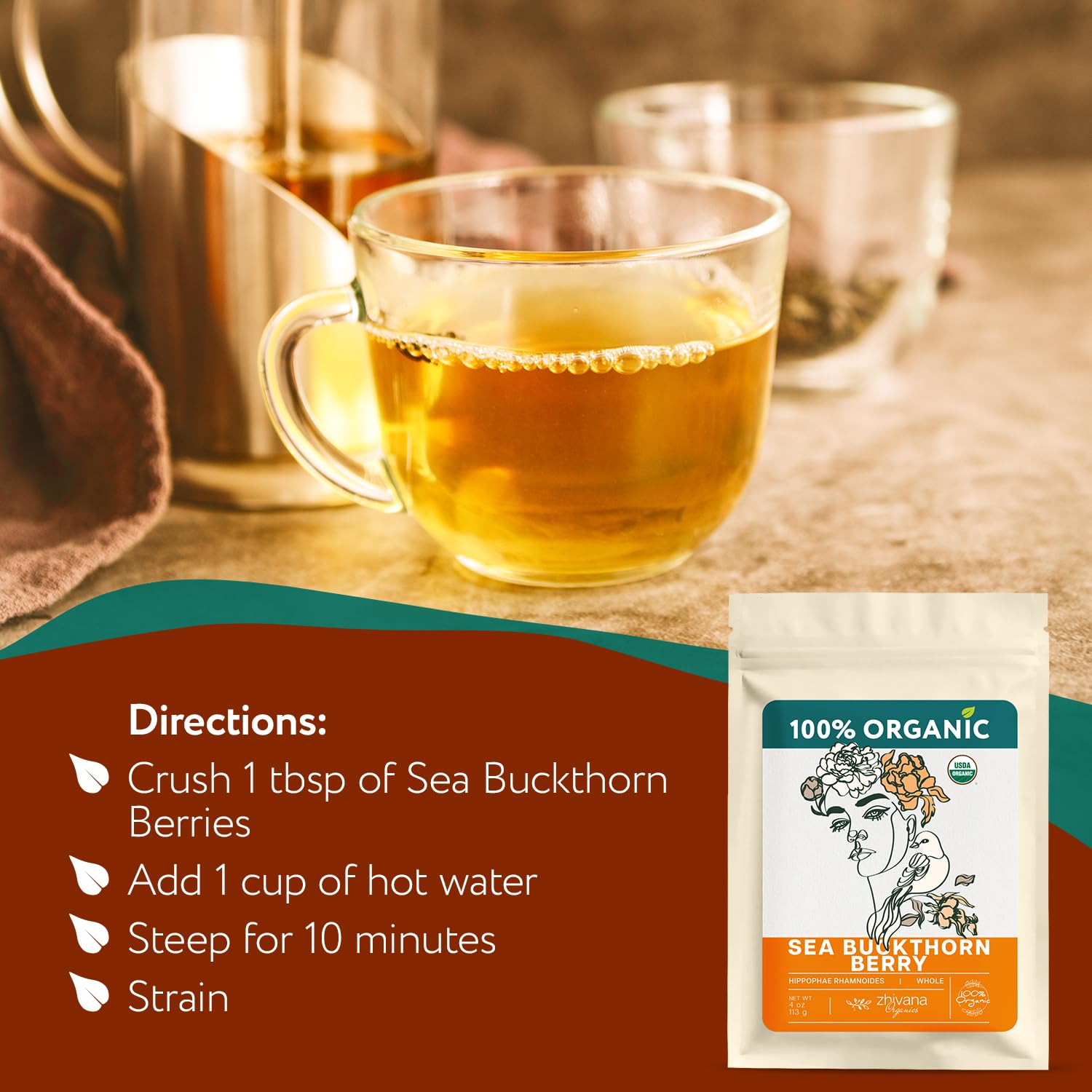 Zhivana Organics label and certification zoom featuring USDA Organic trust and origin