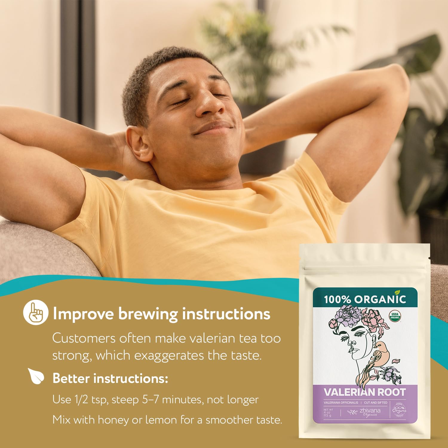 Zhivana Organics label close-up displaying USDA Organic certification details