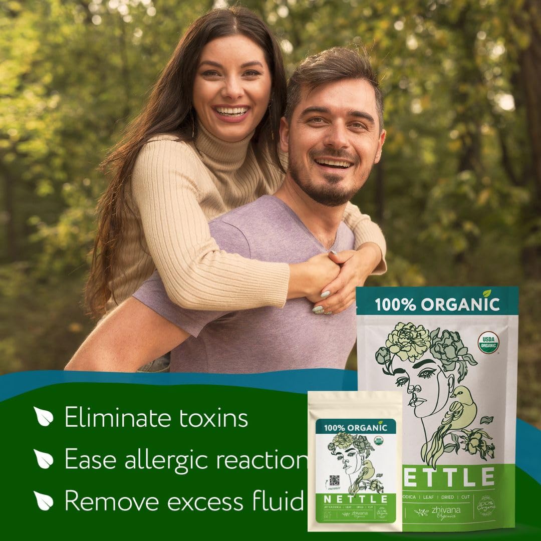 Zhivana Organics loose nettle leaf close-up showing texture and freshness benefit: preserved nutrients