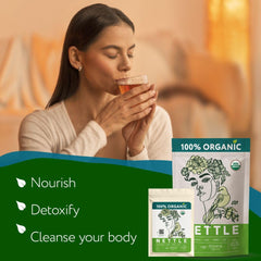 Zhivana Organics cup of hot nettle tea steaming benefit: comforting grassy flavor example