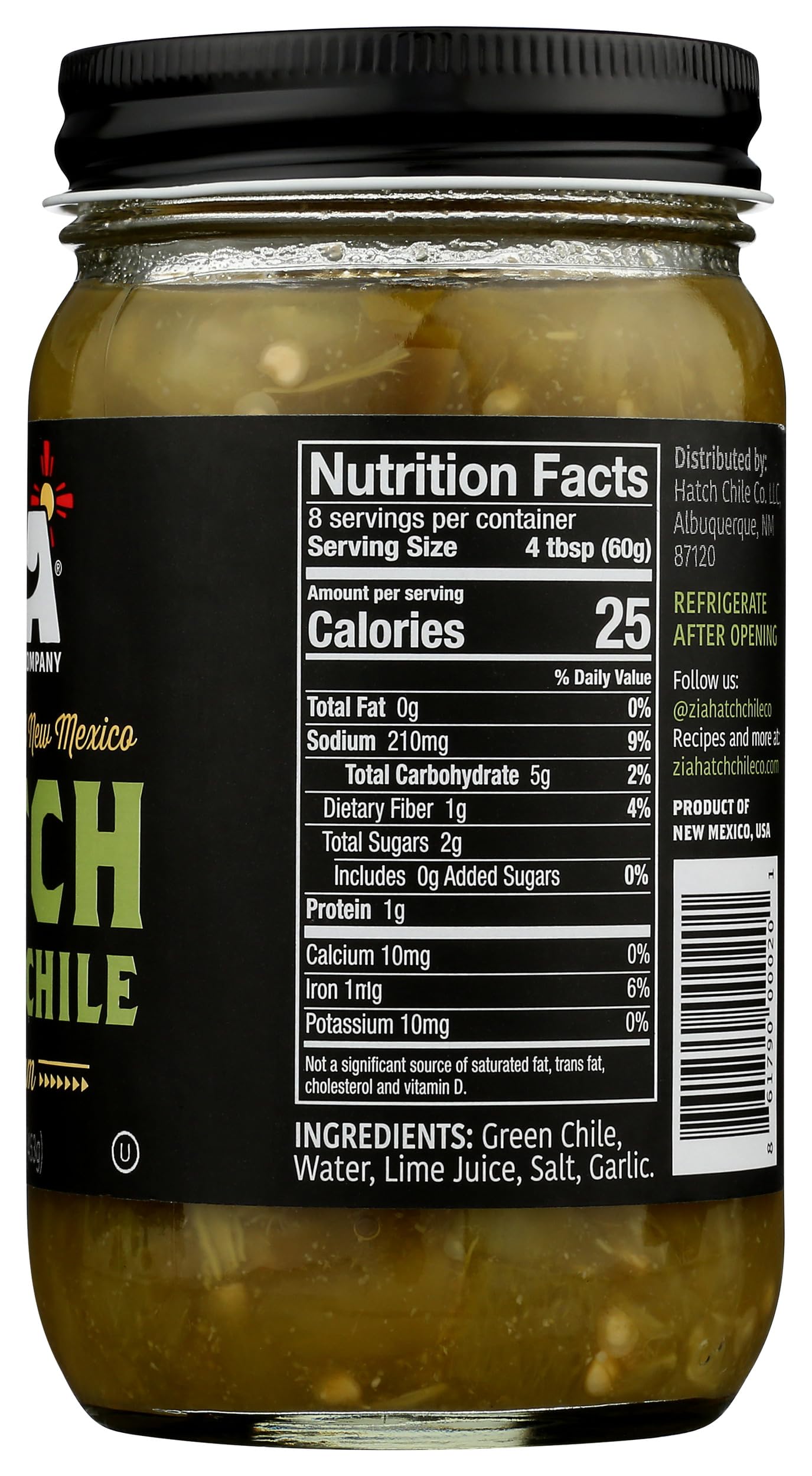 Zia Hatch Chile Company next to a ruler to show the 16-ounce jar size