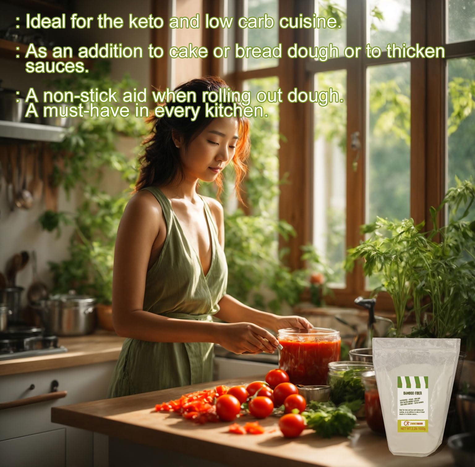 Zimmermann package on kitchen scale illustrating 1000g quantity and portioning