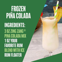 Zing Zang blended pina colada in a glass illustrating creamy texture