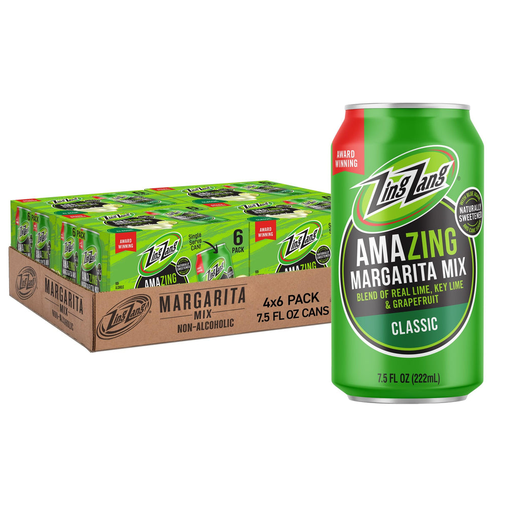 Zing Zang front packaging showing the canned margarita mix, convenient and portable