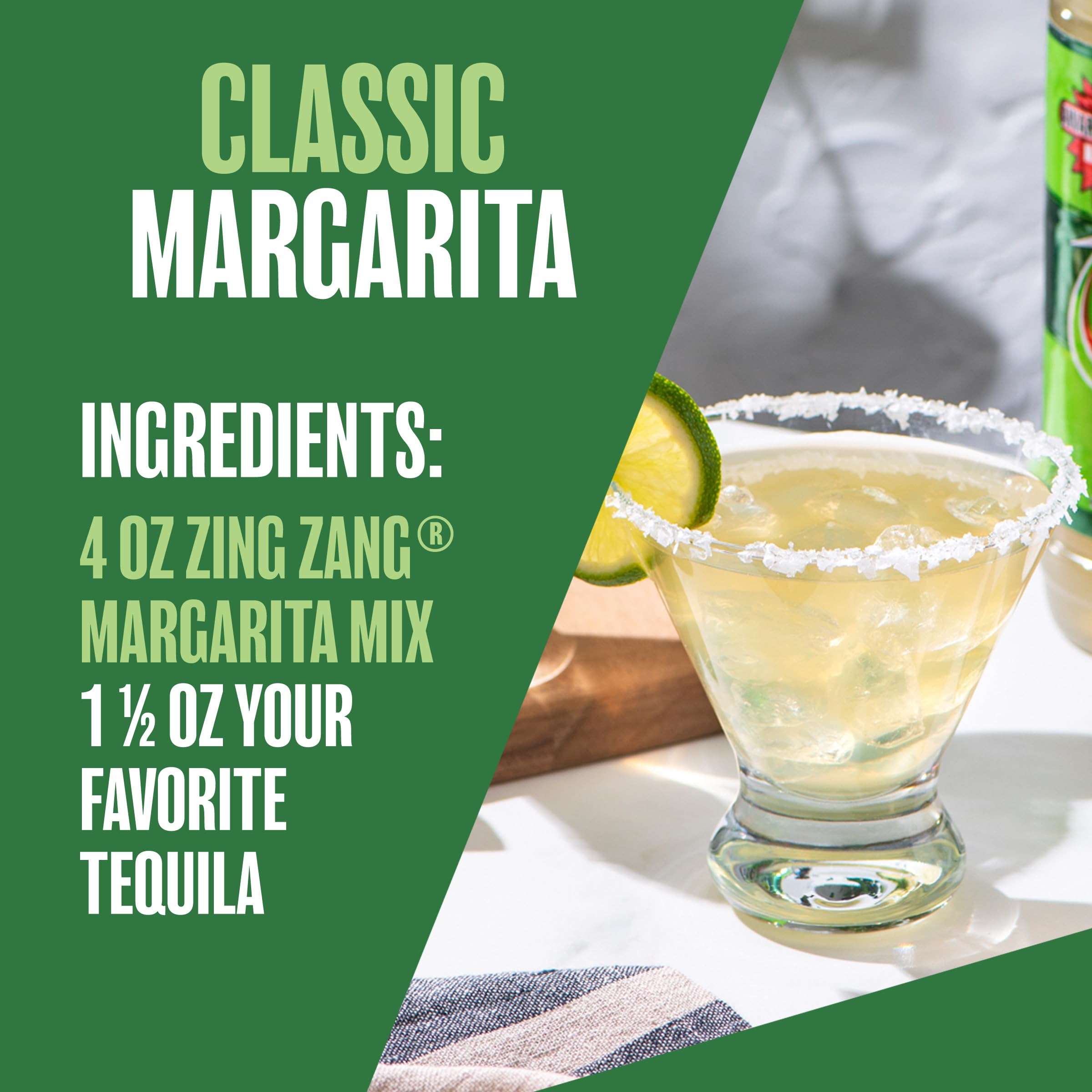 Zing Zang ingredient focus with limes, Key limes, and grapefruit, underscoring real juices