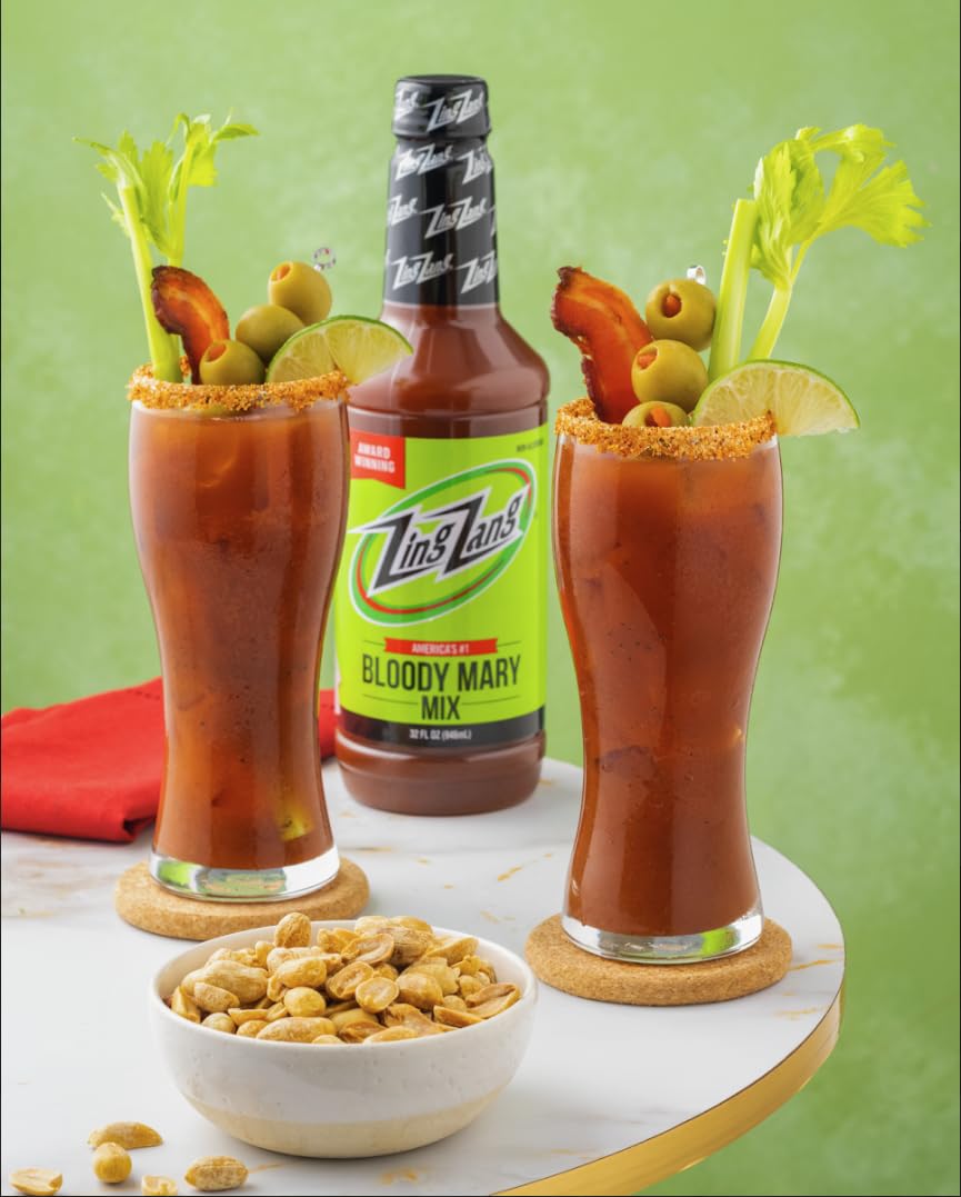 Zing Zang served Bloody Mary garnished with celery illustrating party-ready presentation