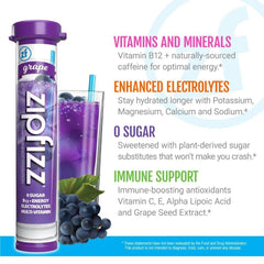 Zipfizz next to water bottle for scale showing single-serve portability benefit