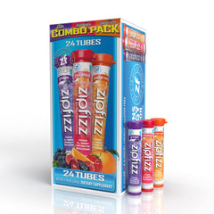 Zipfizz front packaging combo pack showing three flavors and quantity benefit