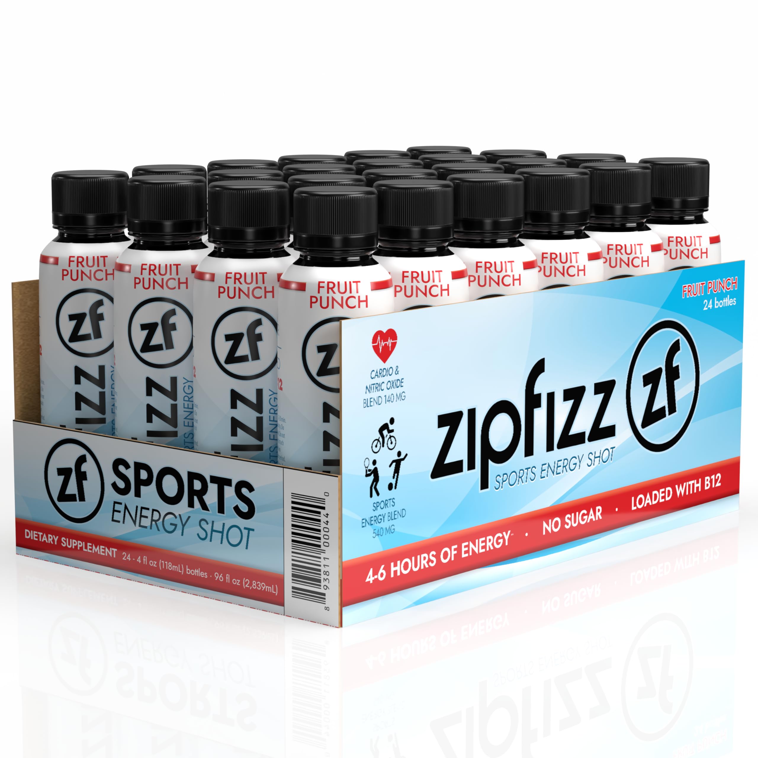 Zipfizz front bottle showing fruit punch flavor and portable energy boost
