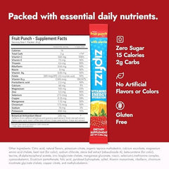 Zipfizz single-serve sachet next to measuring water for convenience