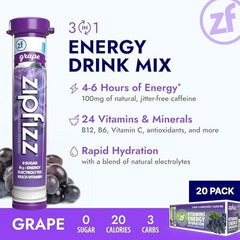 Close-up of grape powder texture from Zipfizz highlighting fine mixability and color