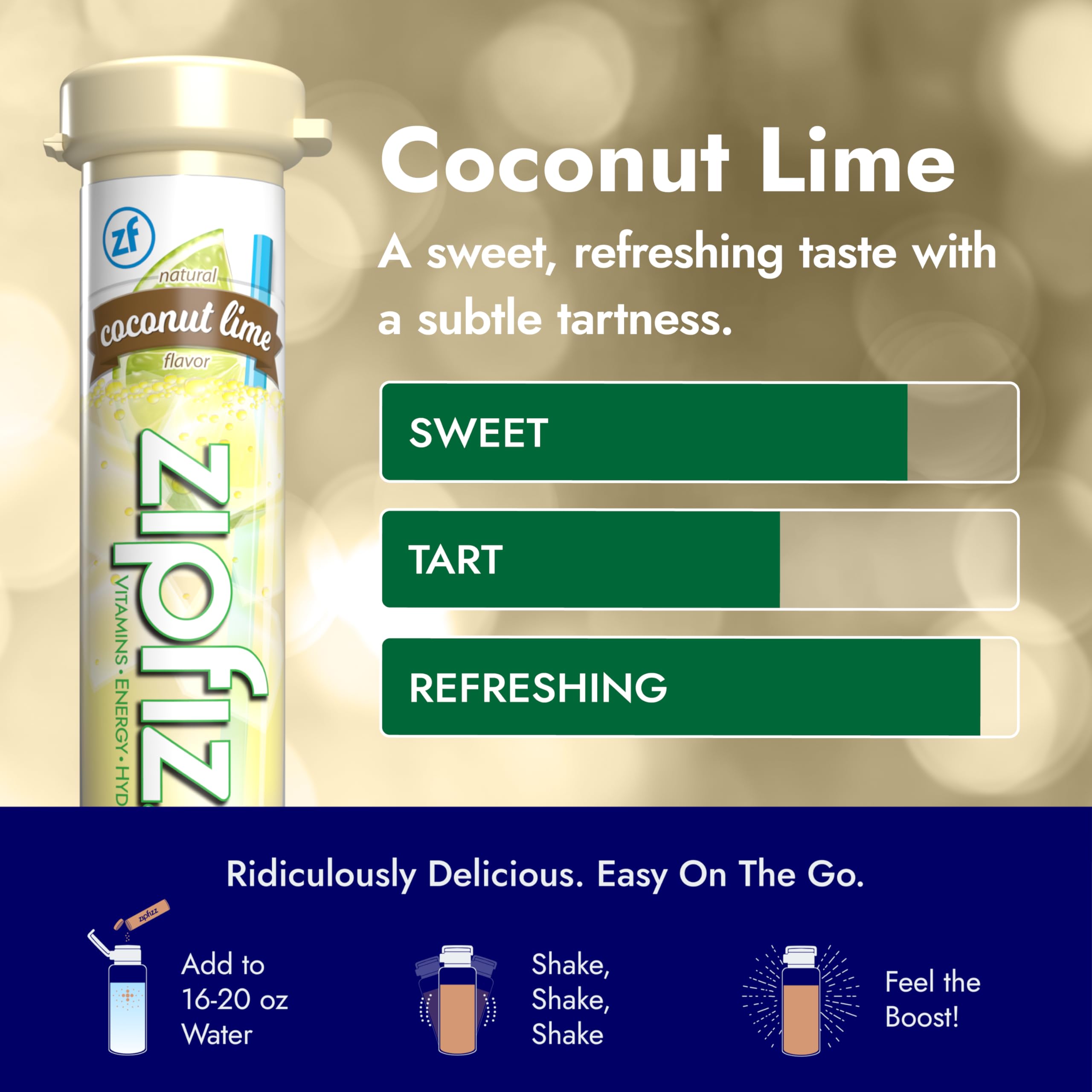 Zipfizz serving size comparison with common bottle to show portion clarity