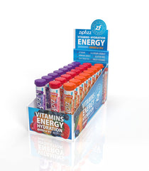 Zipfizz tube close-up showing powder texture and portable convenience benefit
