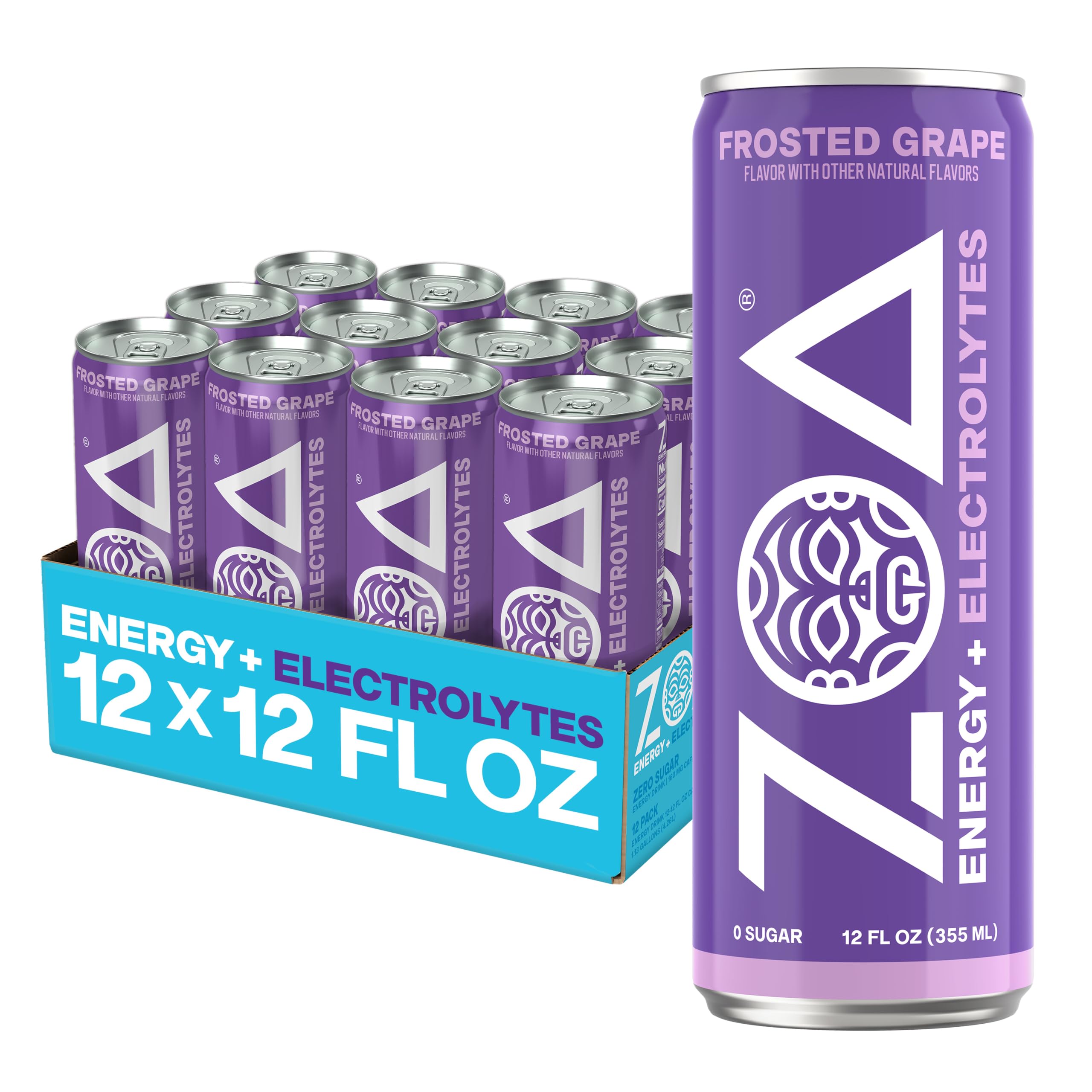 ZOA front can of Frosted Grape showing branding and vibrant grape benefit