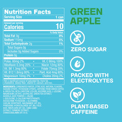 ZOA green apple can close-up label highlighting ingredients and calories