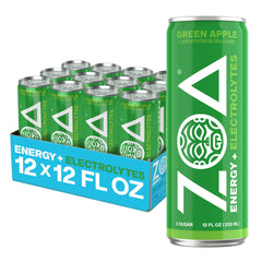 ZOA green apple front packaging showing 12-pack and product benefit