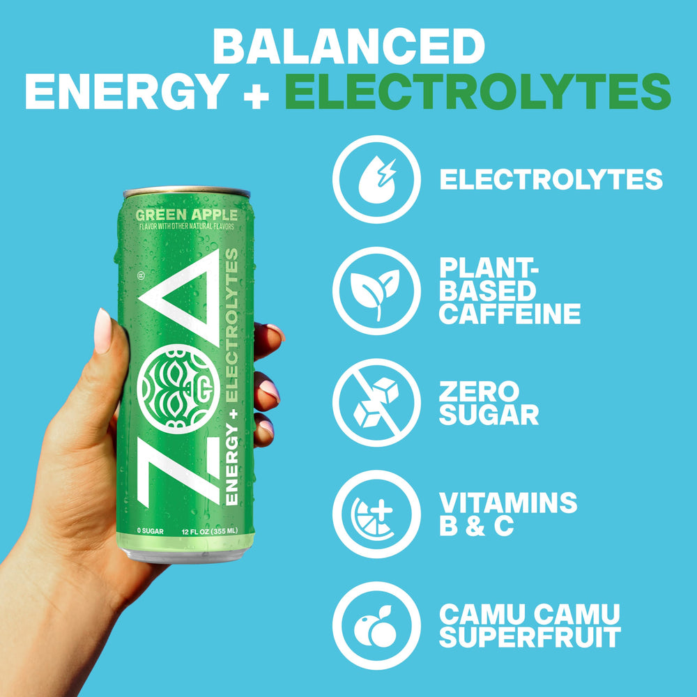 ZOA green apple held in hand during activity for convenient energy