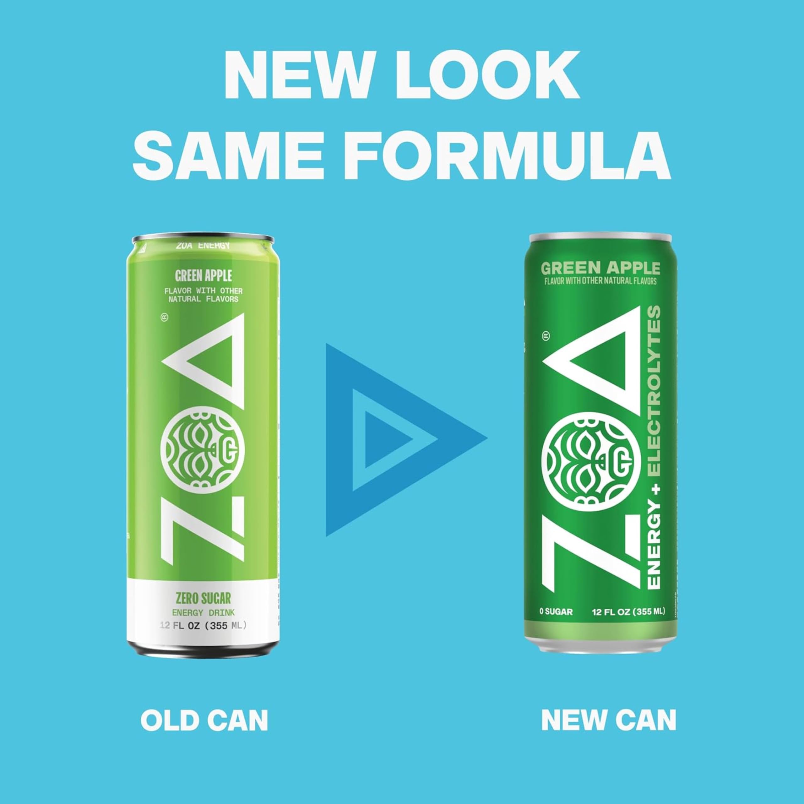 ZOA green apple open can top view showing ready-to-drink freshness