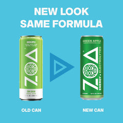 ZOA green apple open can top view showing ready-to-drink freshness
