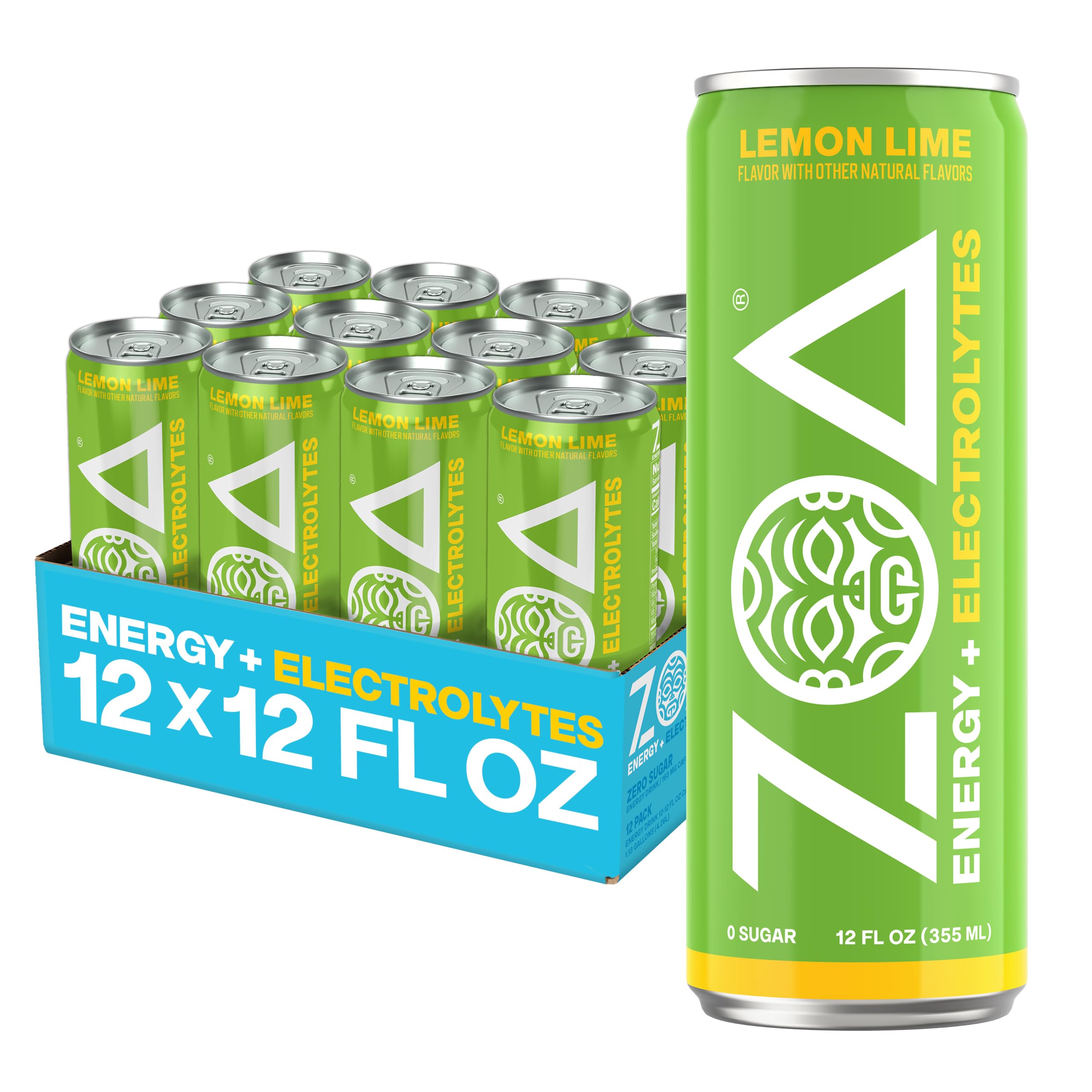 ZOA lemon lime front can shows bright citrus label and easy-grip design