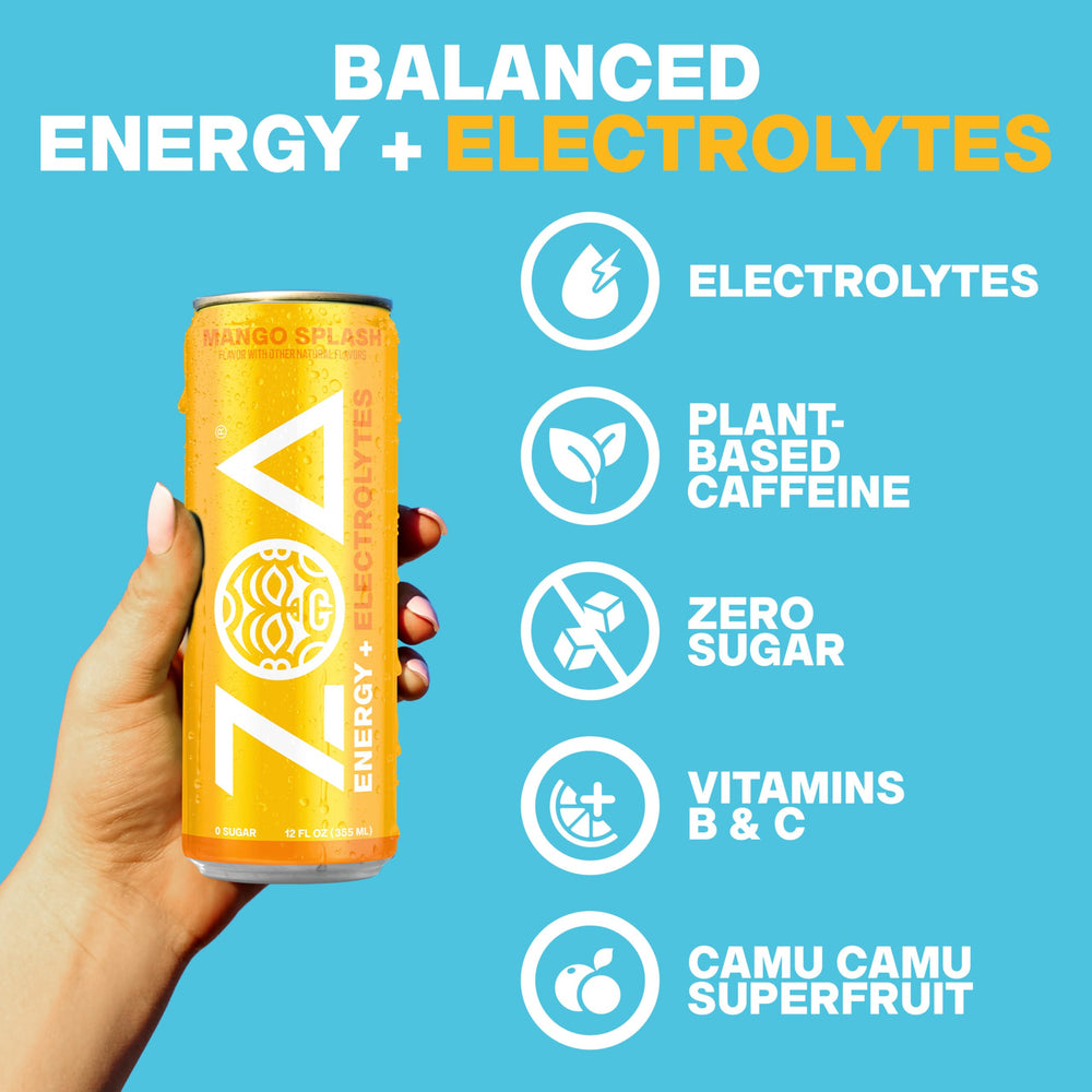 ZOA can in gym bag demonstrating portability and on-the-go energy convenience