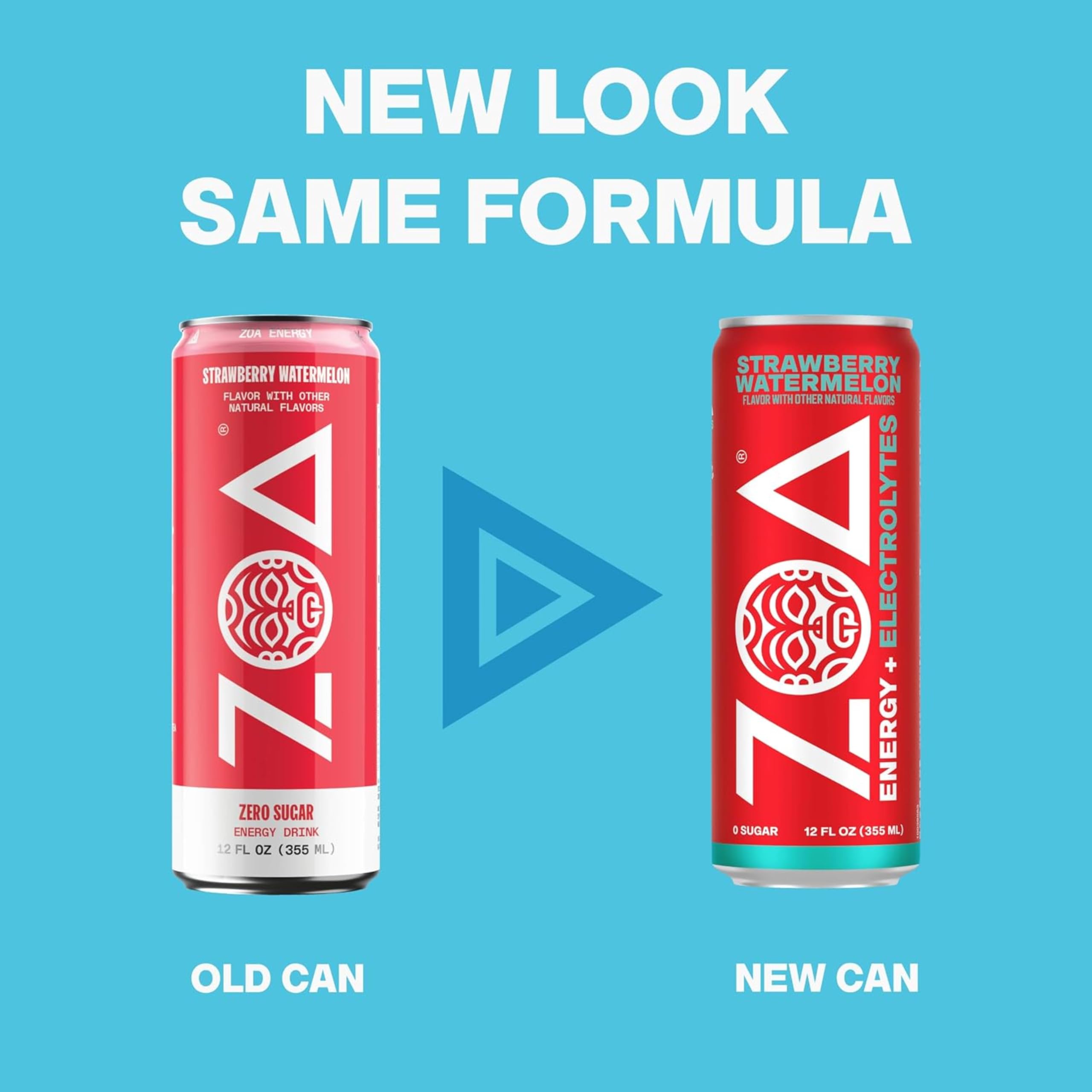 ZOA nutrition facts closeup showing vitamins and zero sugar benefits