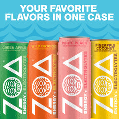 ZOA Pineapple Coconut can top view illustrating tropical taste and low calories