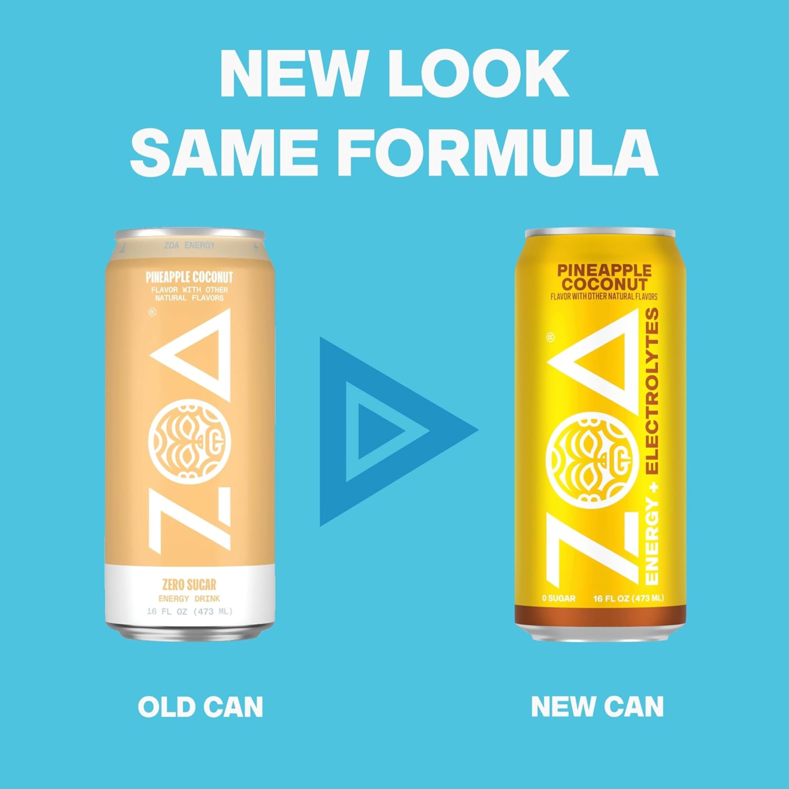 ZOA open can pouring clear bubbly drink to show thirst-quenching energy