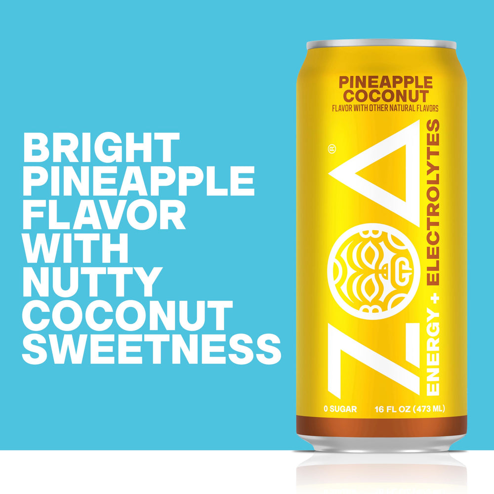 ZOA condensation droplets on can illustrating cold refreshing texture and thirst relief