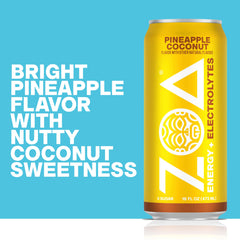 ZOA condensation droplets on can illustrating cold refreshing texture and thirst relief
