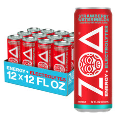 ZOA front packaging showing strawberry watermelon can and benefits