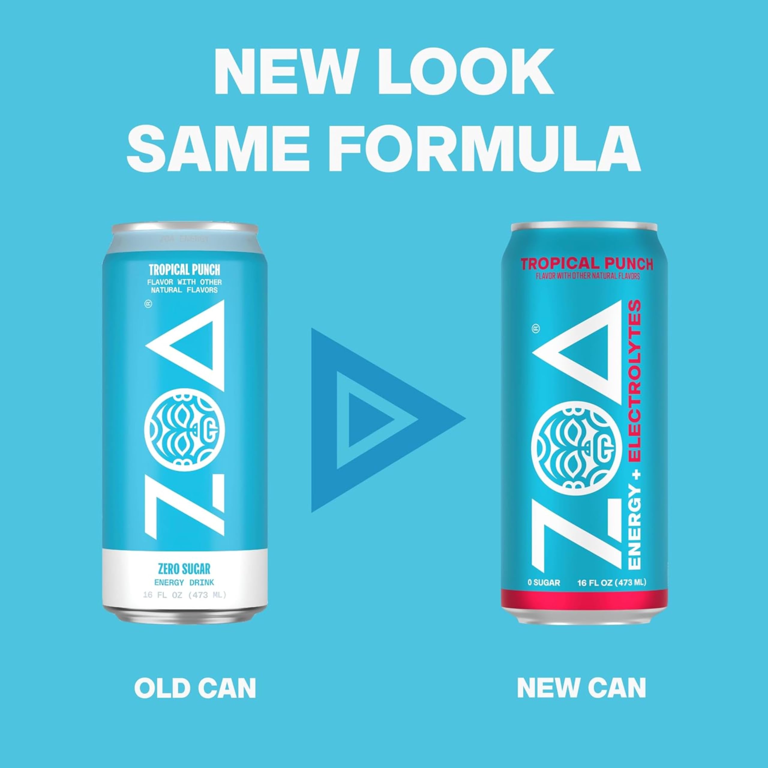 Opened ZOA Tropical Punch can being poured into glass for immediate refreshment