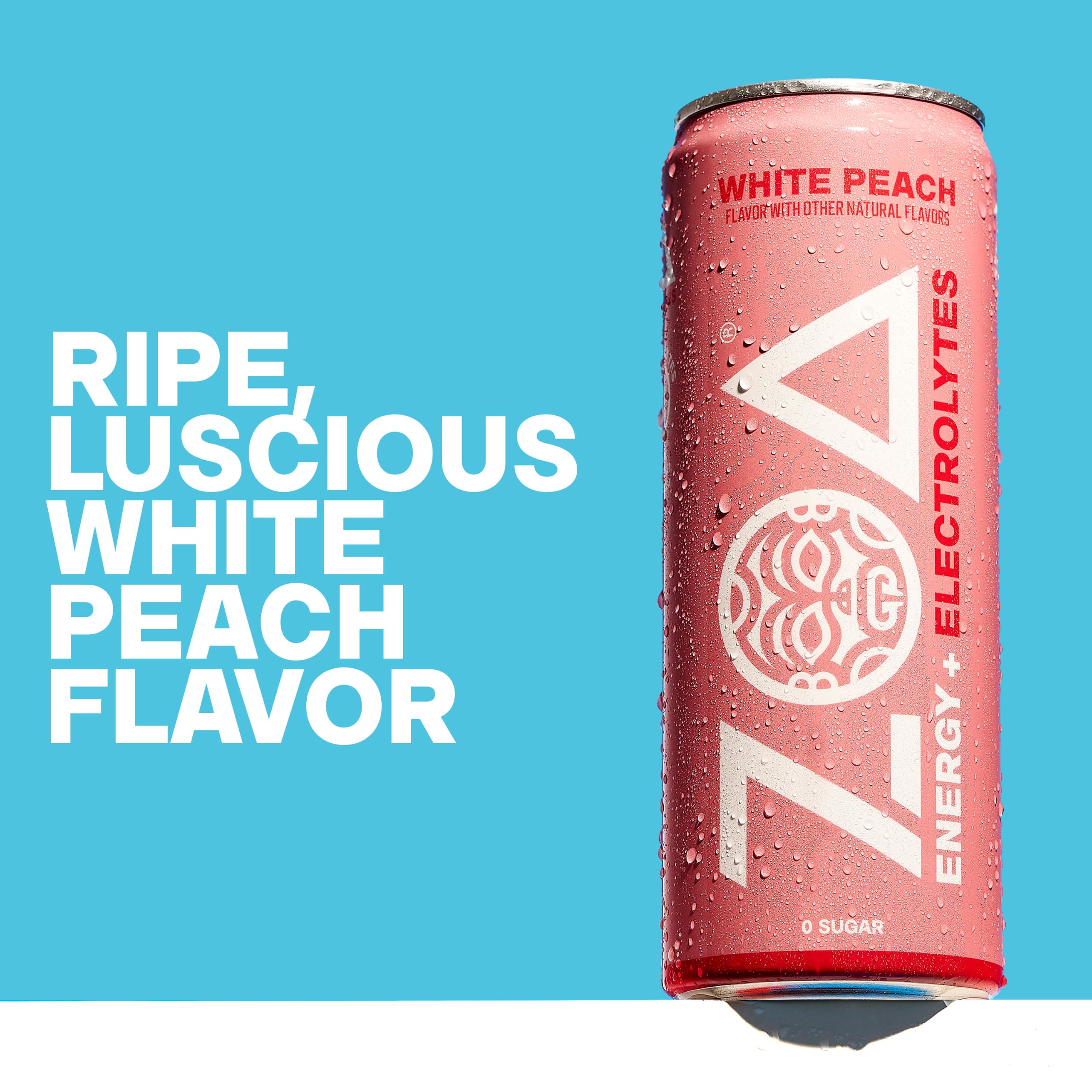 ZOA white peach pouring into glass showing clarity and thirst-quenching benefit