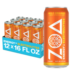 ZOA wild orange front packaging showing bright can and branding benefits