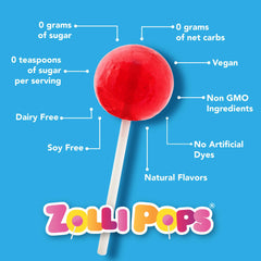 Zollipops Ball Popz held in hand on stick, Zollipops offers portion-friendly enjoyment