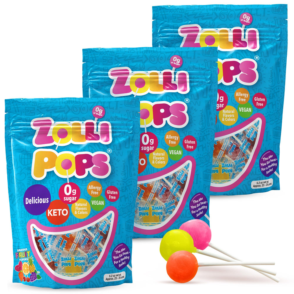 Zollipops front bag showing brand and sugar-free benefit