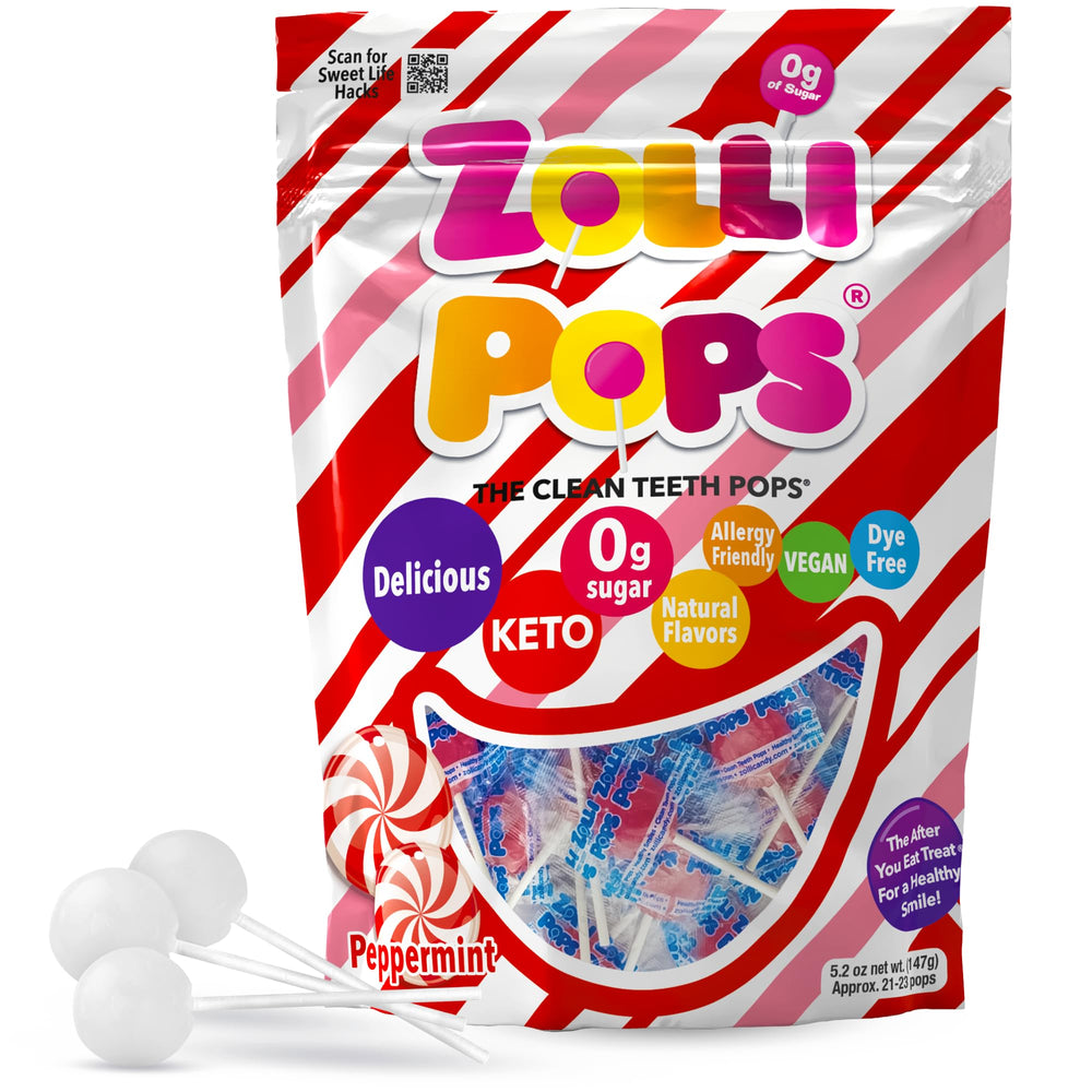 Zollipops front packaging peppermint showing bag and logo for easy identification and gifting