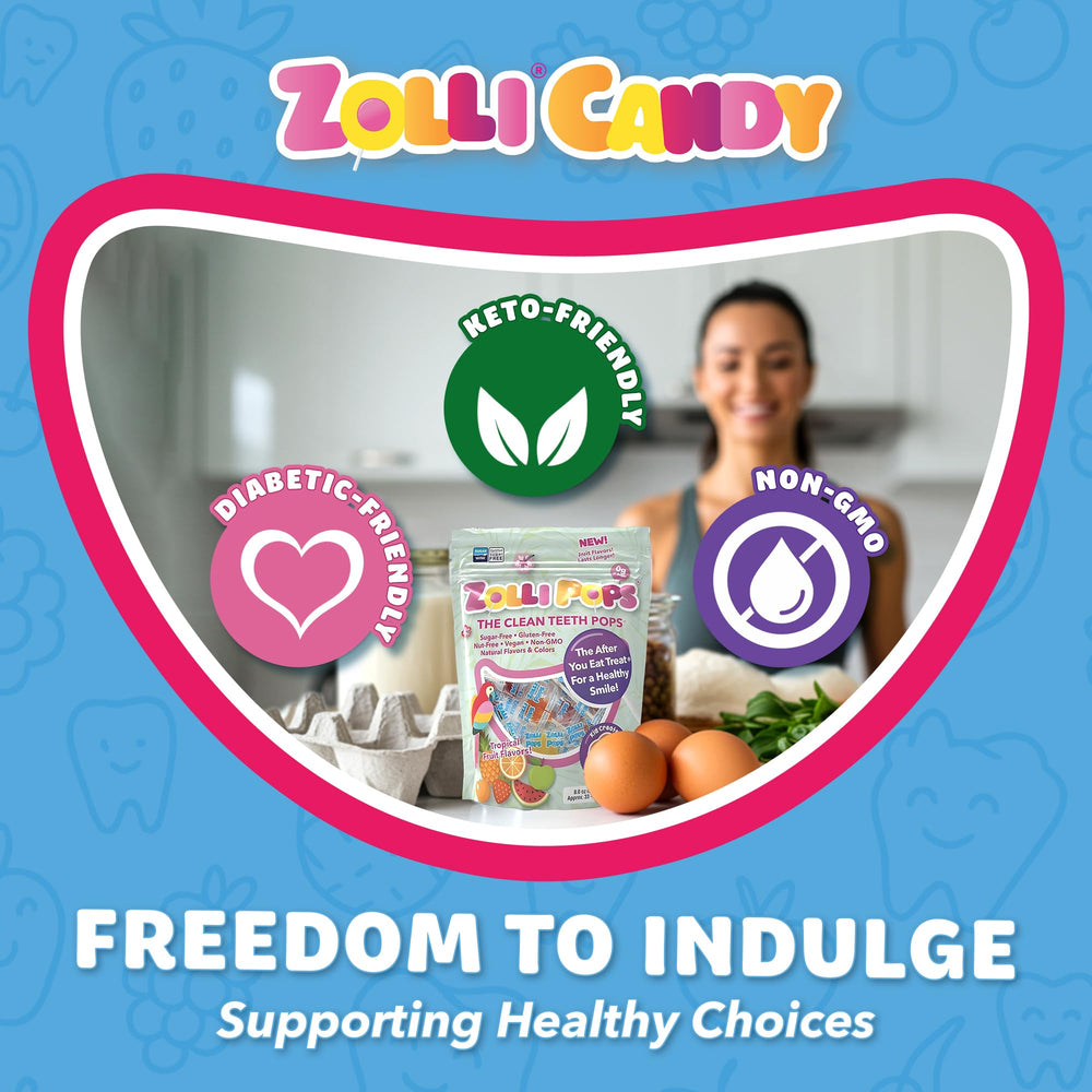 Zollipops nutrition label and ingredients highlighting sugar-free formulation
