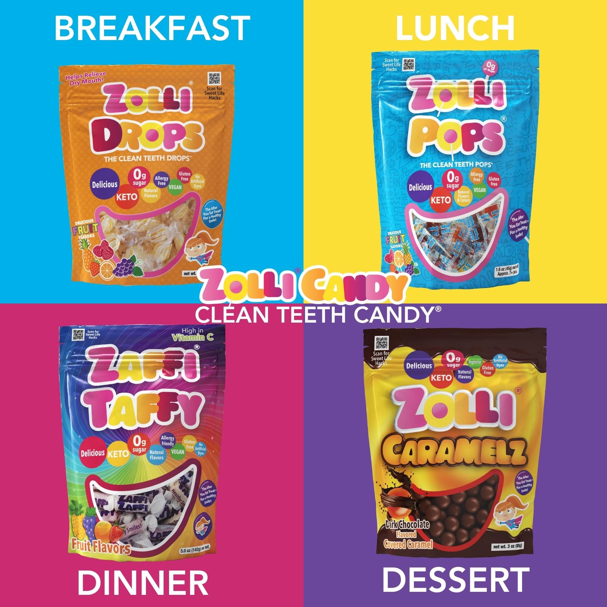 Zollipops enjoyed after a meal on table, Zollipops supports convenient after-meal snacking