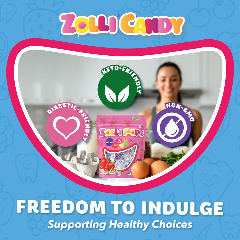 Zollipops label close-up displaying ingredients and dye-free claim