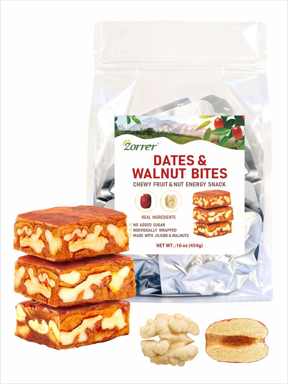 Zorrer front packaging showing no added sugar and 16 oz pouch for convenience